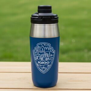 🌲 RARE Igloo 22oz Stainless Steel Adorable Camp Bottle Hard to Find EUC